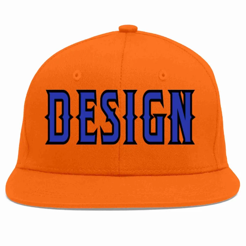 Baseball Cap For Personalized Gifts And Orders-Custom Orange Royal-Black Flat Eaves Sport Baseball Cap Design for Men/Women/Youth