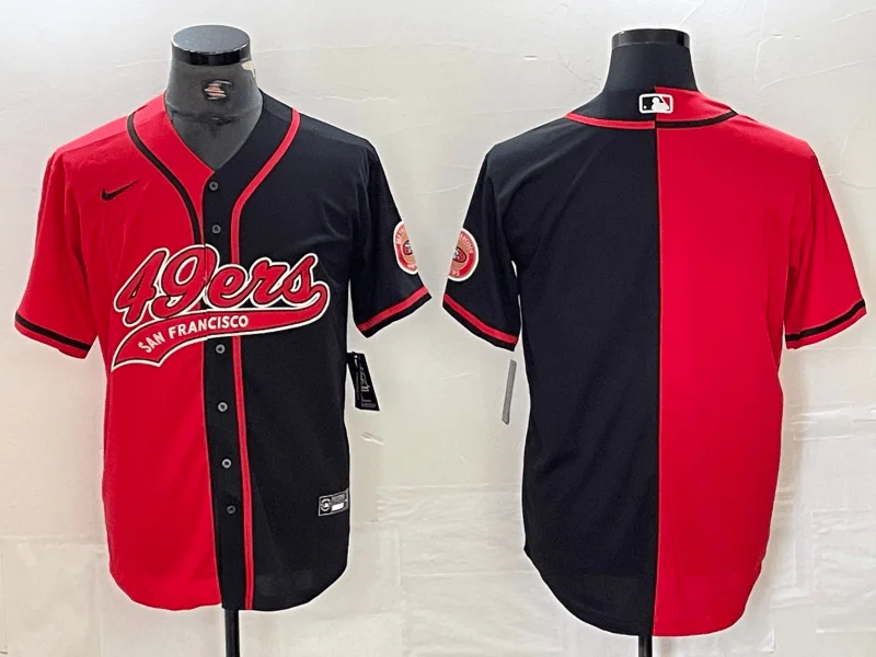 Baseball Jersey For Custom Fan Apparel-Men's San Francisco 49ers Blank Red Black White Blue Two Tone Stitched Baseball Jersey