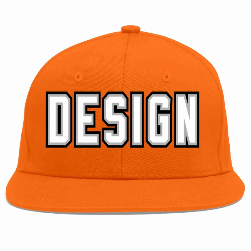 Baseball Cap For Personalized Sports Gear-Custom Orange White-Gray Flat Eaves Sport Baseball Cap Design for Men/Women/Youth