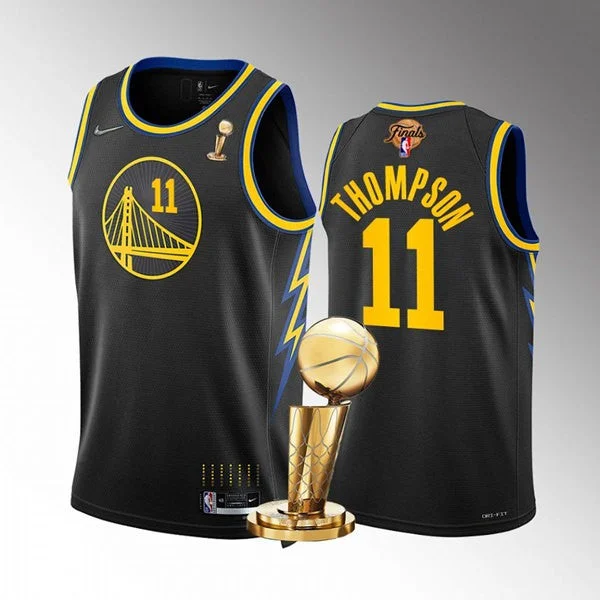 Basketball Jersey For Custom Fan Events-Warriors 11 Klay Thompson Black 2022 Finals Champions Swingman Basketball Jersey