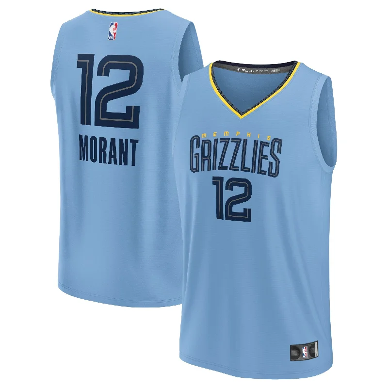 Basketball Jersey For Fans-Ja Morant Memphis Grizzlies Branded Fast Break Player Basketball Jersey - Statement Edition - Light Blue